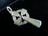 Antique 14K Gold Inlay Cross Pendant