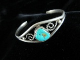 CLAW Sterling Silver Native American Turquoise Stone Cuff Bracelet