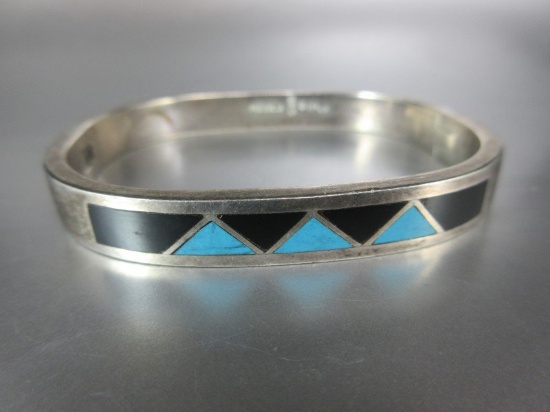 Natural Stone Sterling Silver Vintage Old Mexico Bracelet