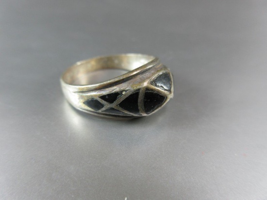 Sterling Silver Vintage Inlay Stone Ring