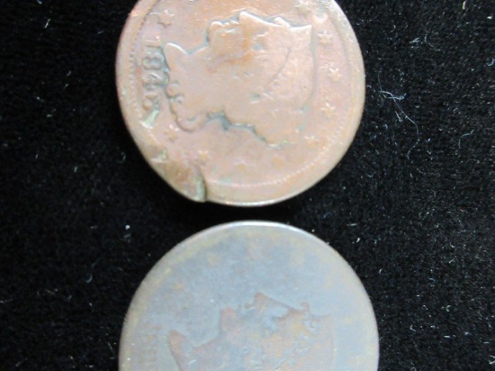 1846 & 1839 One Cent Coins