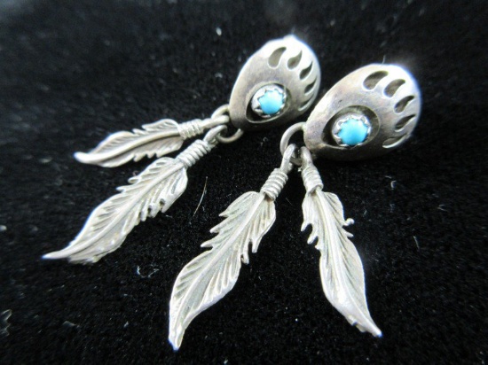 Bear Paw Native American Sterling Silver Earrings