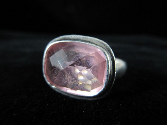 Large Pink gemstone Sterling Silver Ring