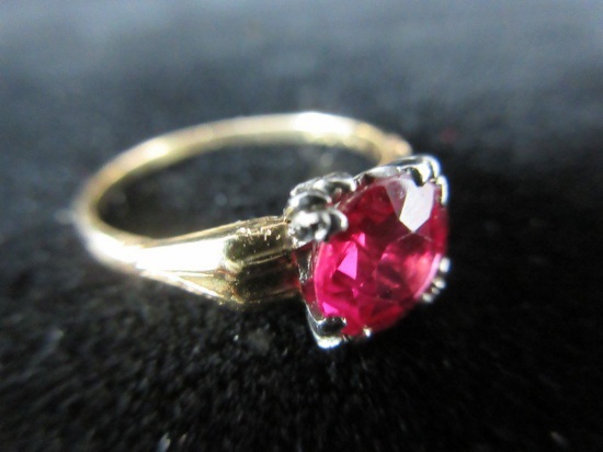 Vintage Ruby Gemstone 14K Yellow Gold Ring