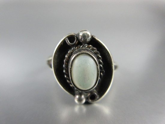 Vintage Sterling Silver Ring with Natural Center Stone