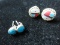 Native American Sterling Silver Inlay Earrings Lot f Two