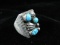 Antique Cast Sterling Silver Turquoise Stone Ring