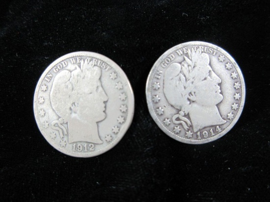 Lot of Two Silver Half Dollars Barbers