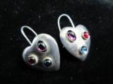 Multi Gemstone Sterling Silver Earrings