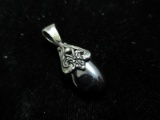 Vintage Black Stone Sterling Silver Pendant