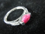 .925 Silver Red and White Stone Ring