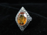 Antique Sterling Silver Inlay Ring