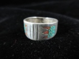 Vintage Sterling Silver Inlay Ring