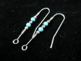 Antique Clip On Sterling Silver Turquoise Stone Earrings