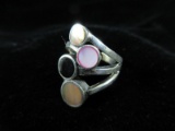 Sterling Silver Multi Inlay Stone Ring