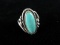 Vintage Turquoise Stone Sterling Silver Ring Bell