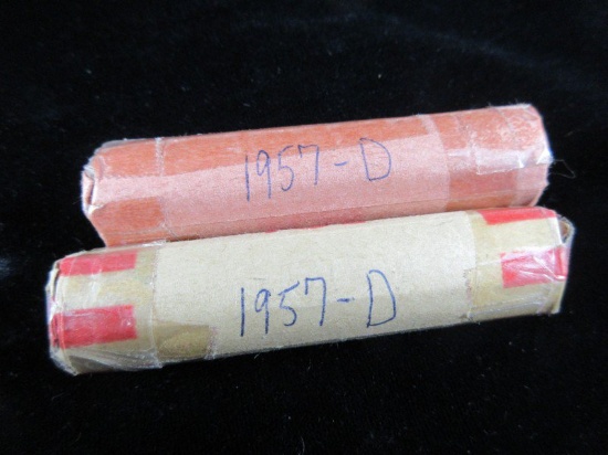 1957 D Wheat Penny Roll lot of Two