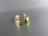 14K Gold Emerald and Diamond Gemstone Ring