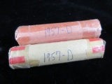 1957 D Wheat Penny Roll lot of Two