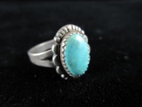 Vintage Turquoise Stone Sterling Silver Ring