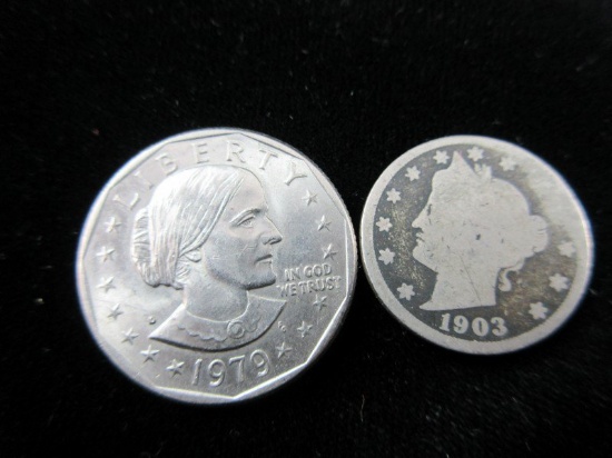 1979 Dol and 1903 V Nickel