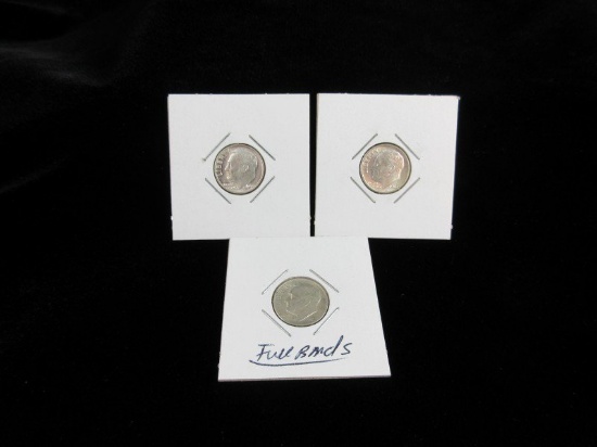 Full Band Silver Dime lot of Three