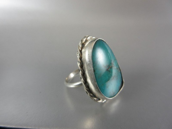 Large Natural Stone Sterling Silver Ring