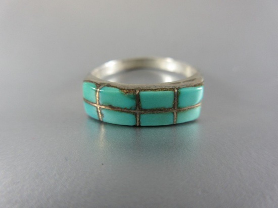 Turquoise Stone. Vintage Sterling Silver Ring