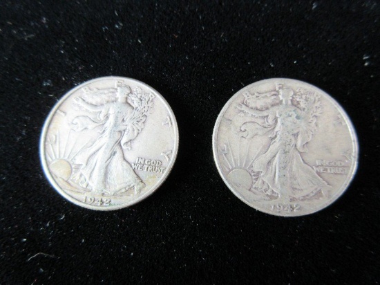 Silver Half Dollar Lot of Two 1942’s