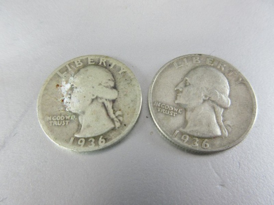 1936 Silver Quarter Lot of Two