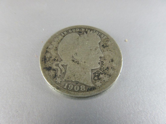 1908 O Silver Quarter Dollar