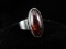Large Amber Center Sterling Silver Ring