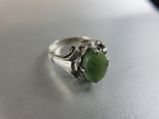 Jade Stone Sterling Silver Ring