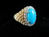 Gold over .925 Silver Turquoise Center Ring