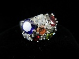 Multi color stone Cocktail Style Ring