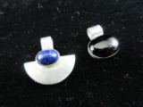 Vintage Sterling Silver Pendant Lot of Two Lapis and Onyx