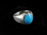 Turquoise Stone Signed Sterling Silver Ring