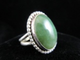 Signed Sterling Silver Natural Stone Ring
