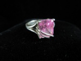 Large Pink Center Stone Sterling Silver Ring