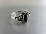 Vintage Black Onyx Stone Sterling Silver Ring