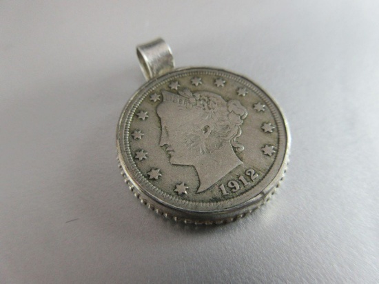 Sterling Silver V Nickel Pendant
