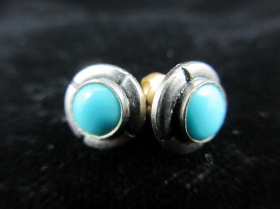 Turquoise Stone Sterling Silver Earrings