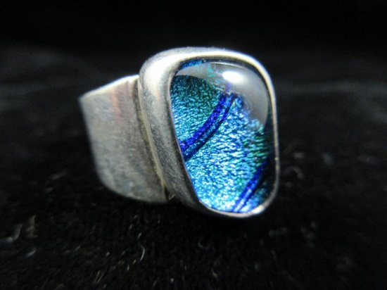 Sterling Silver Morano Glass Ring