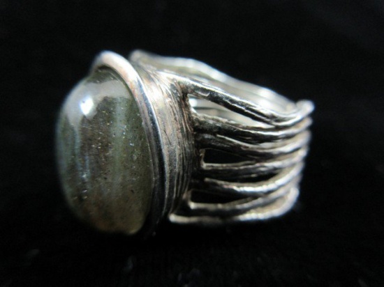 Vintage Labradite Stone Sterling Silver Ring