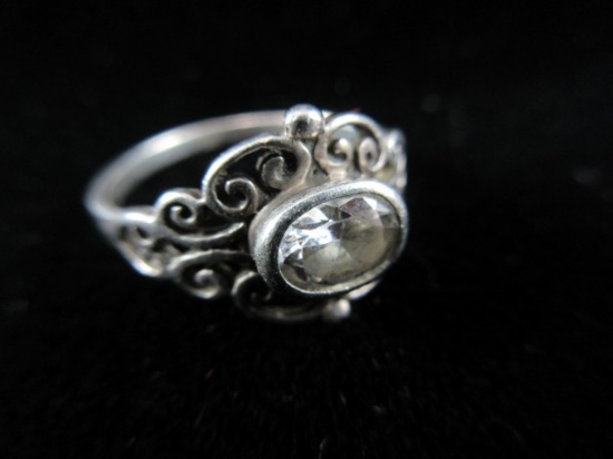 White Center Stone Sterling Silver Ring