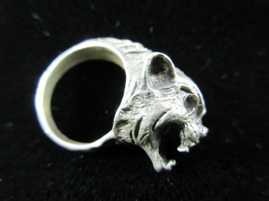 Cat Themed Sterling Silver Ring
