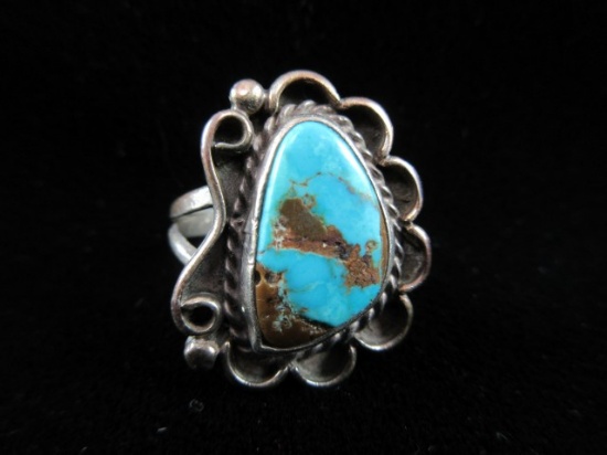 Turquoise Stone Native American Sterling Silver Ring