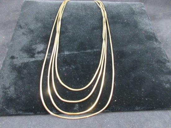 Gold over Sterling Silver Multi Strand Snake Style Necklace