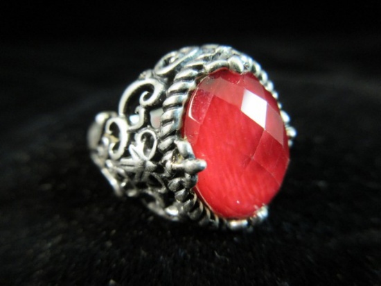 Carolyn Pollack Sterling Silver Red Center Stone Ring