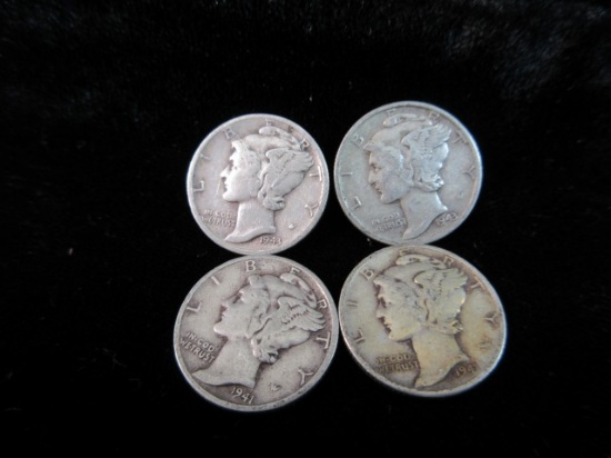 Mercury Dime Lot of Four